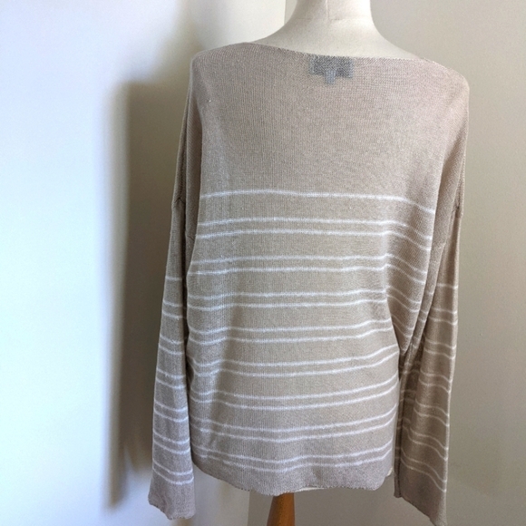 Euc Joan Vass 100% Linen Striped Lightweight Sweater XL - Picture 8 of 12